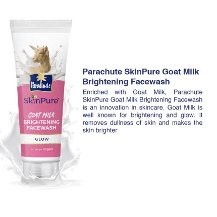 Parachute SkinPure Goat Milk Brightening Facewash is an innovative skincare solution enriched with the goodness of goat milk.